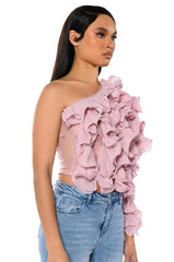 WHAT YOU WANT ONE SLEEVE TEXTURED TOP