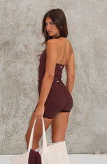Keep Up High Waisted Shorts 4" Dark Chocolate