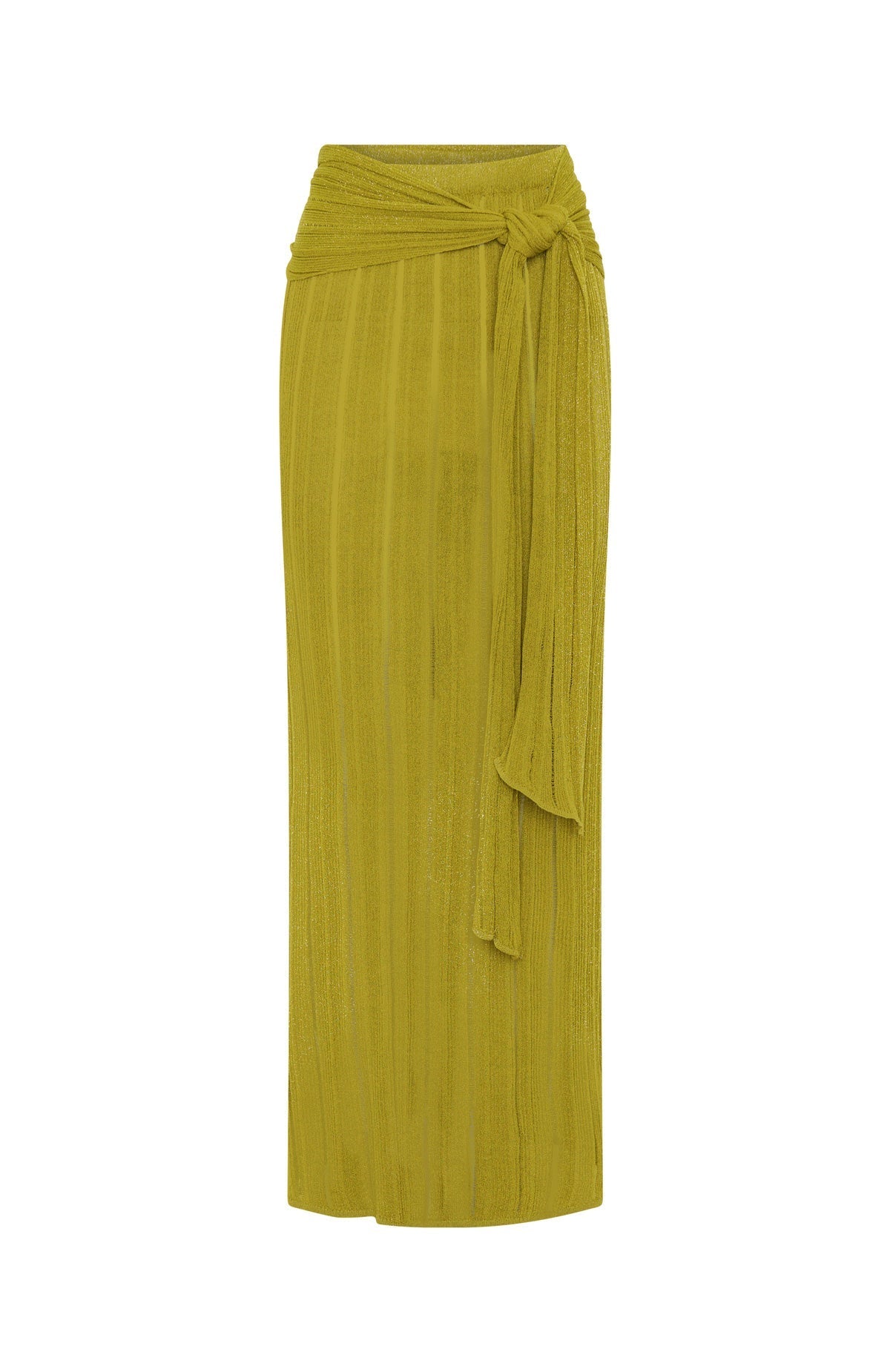 Out At Sea Knit Maxi Skirt Chartreuse