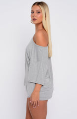 Slow Life Pyjama Shorts Grey Marle