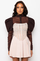 WILD SIDE RHINESTONE MESH CORSET