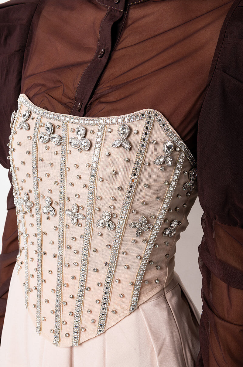 WILD SIDE RHINESTONE MESH CORSET