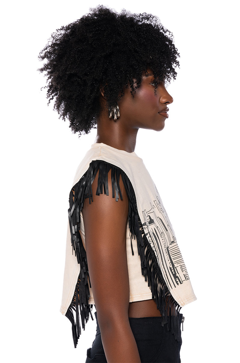 WILD WILD WEST FRINGE CROPPED TSHIRT