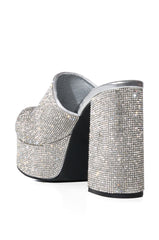 WILKINSON EMBELLISHED CHUNKY CLOG PUMP IN SILVER