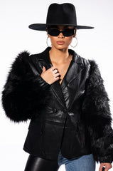WILLOW FUR ARM PU BLAZER