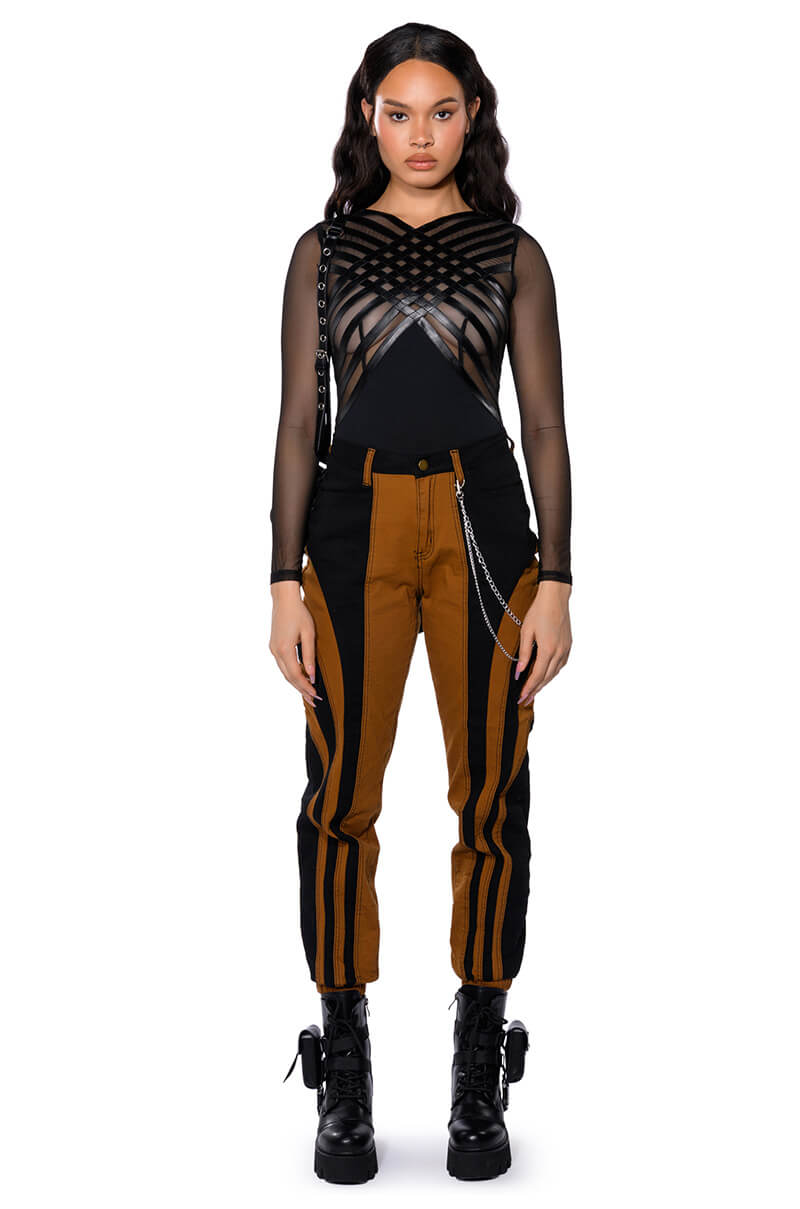 WONKA CHAIN DETAIL COLOR BLOCKED DENIM PANT