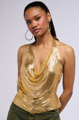 WONT STOP MOVIN CHAINMAIL HALTER TOP