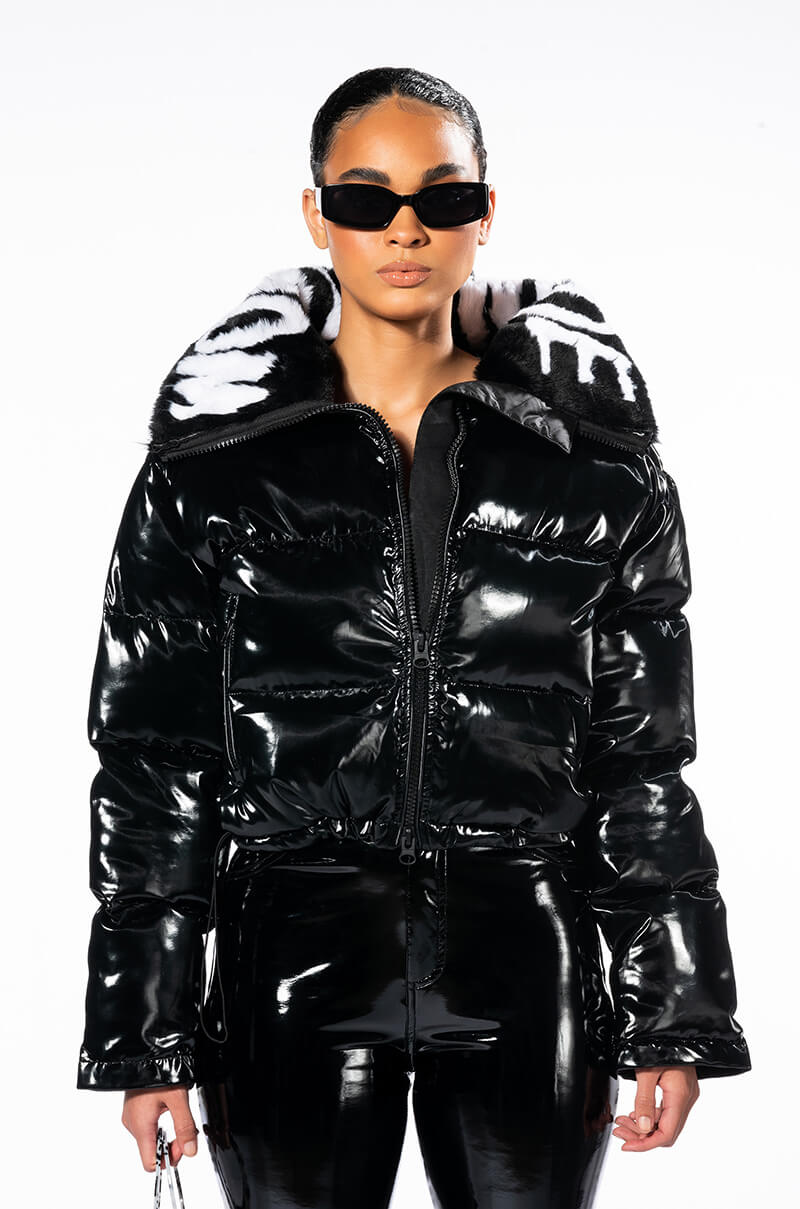 WORLD WIDE PATENT PUFFER WITH FUR COLLAR