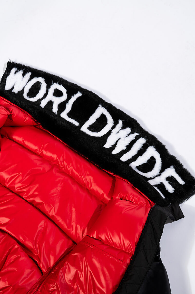 WORLD WIDE PATENT PUFFER WITH FUR COLLAR