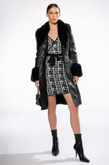 WRAP FRONT GEOMETRIC KNIT MINI DRESS