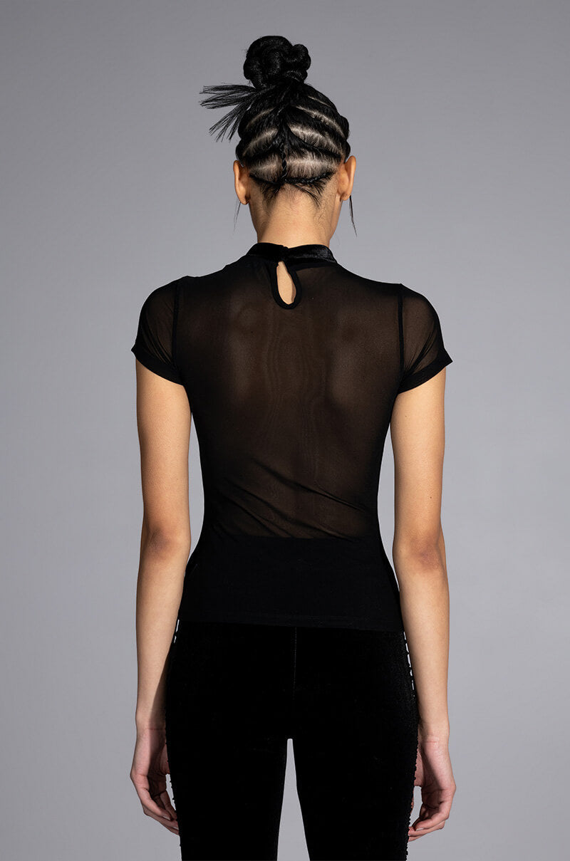 WRITTEN IN THE STARS MESH SHORT SLEEVE TOP