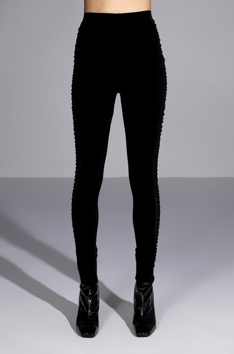 WRITTEN IN THE STARS VELVET WITH MESH DETAIL LEGGINGS
