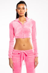 VELOUR CROPPED SWEATSHIRT