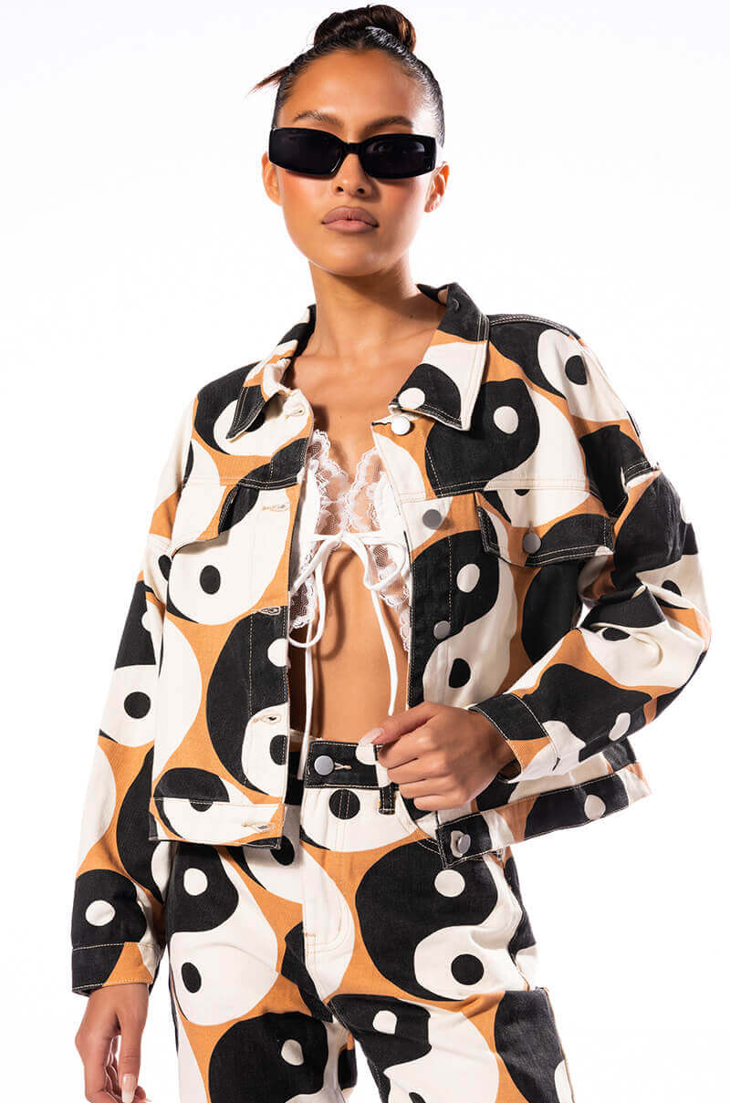 YINYANG PRINTED DENIM JACKET