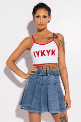 YOU KNOW YOU KNOW EMBELLISHED CROP TOP