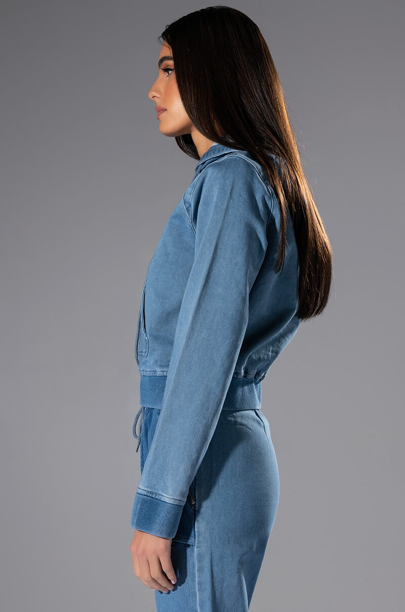 YOU OUGHTA KNOW DENIM HOODIE