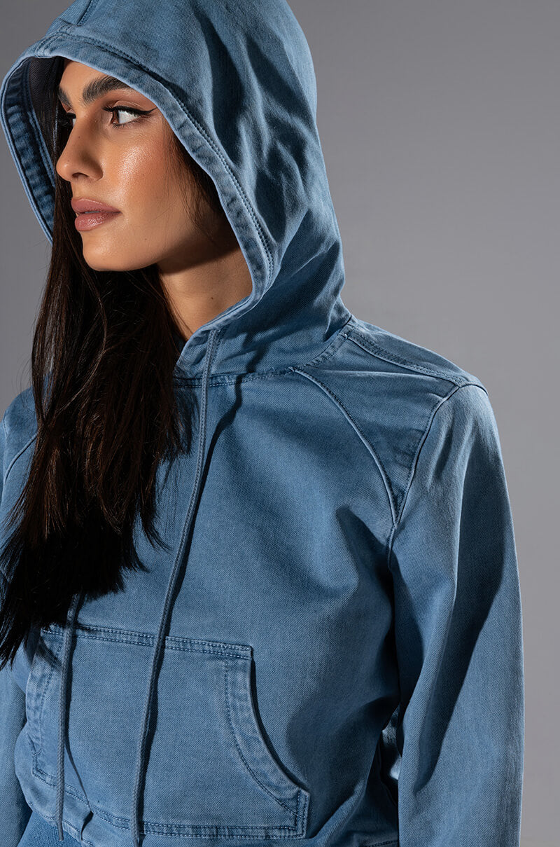 YOU OUGHTA KNOW DENIM HOODIE