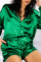 YOU WISH SATIN LONG SLEEVE BUTTON DOWN TOP