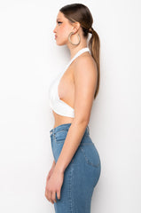 YOUR PLACE OR MINE SATIN HALTER BRALETTE
