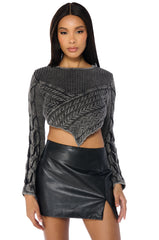 YOURS TONIGHT MINERAL WASH CROPPED SWEATER