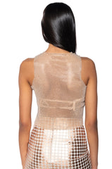 ZELDA RHINESTONE MESH SLEEVELESS TOP