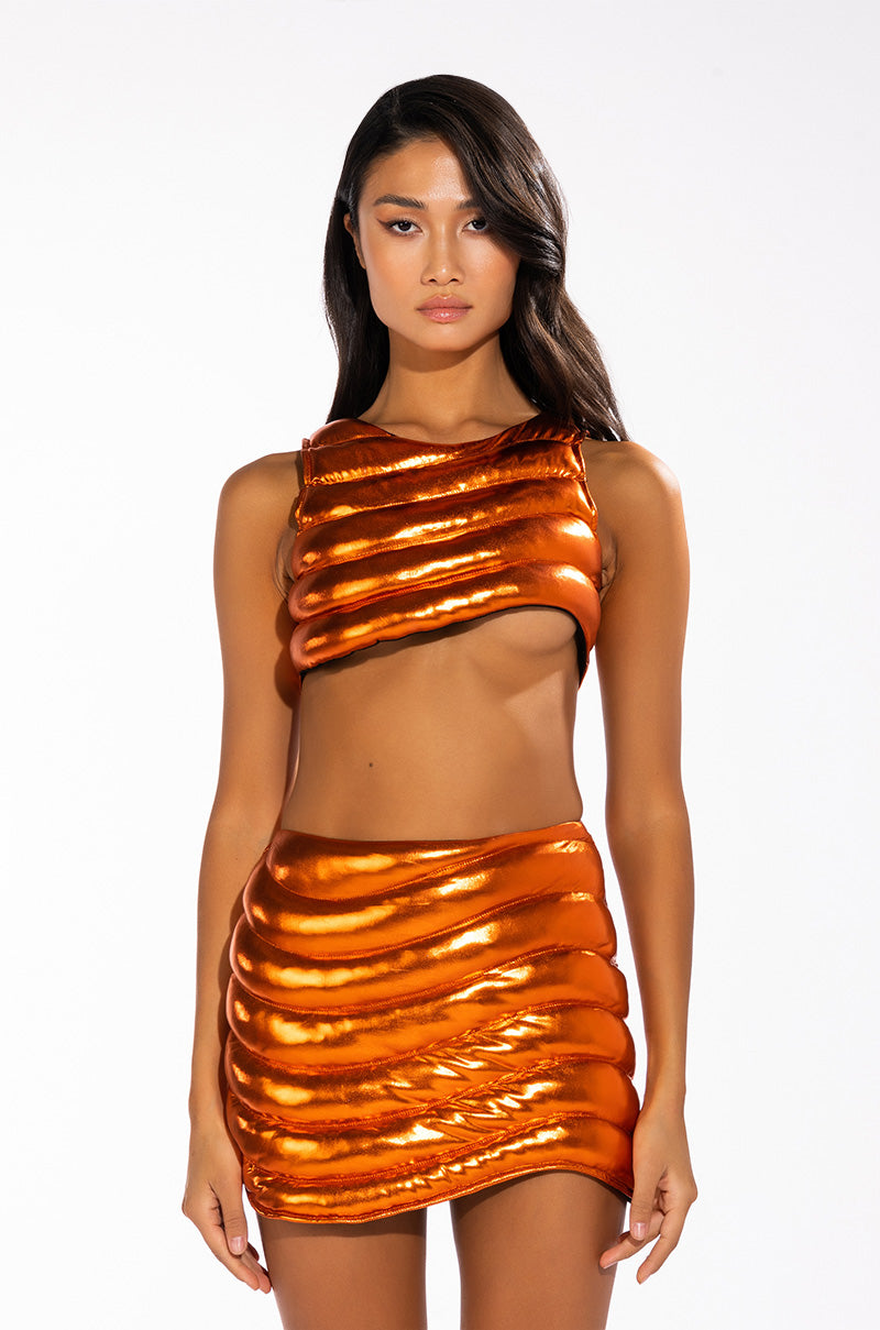 ZENON SLEEVELESS TEXTURED CROP TOP