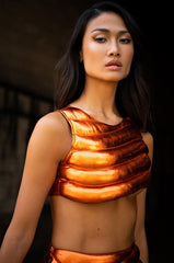 ZENON SLEEVELESS TEXTURED CROP TOP