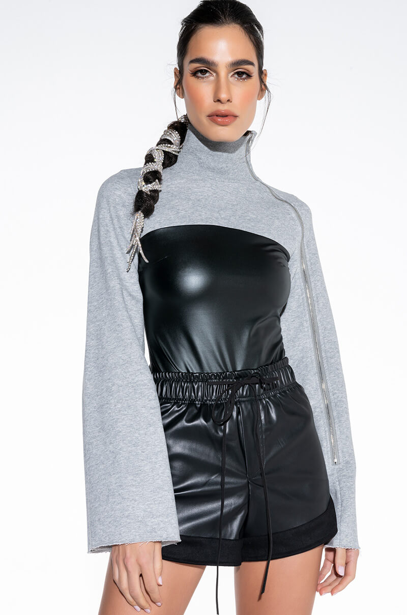 ODESSA ZIPPER DETAIL LONG SLEEVE BODYSUIT