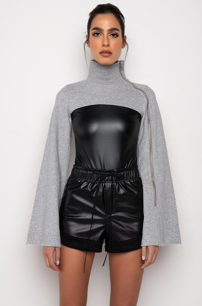 ODESSA ZIPPER DETAIL LONG SLEEVE BODYSUIT