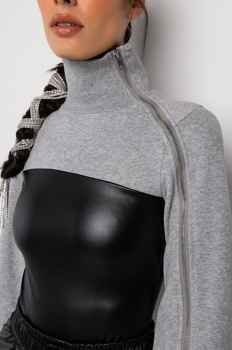 ODESSA ZIPPER DETAIL LONG SLEEVE BODYSUIT