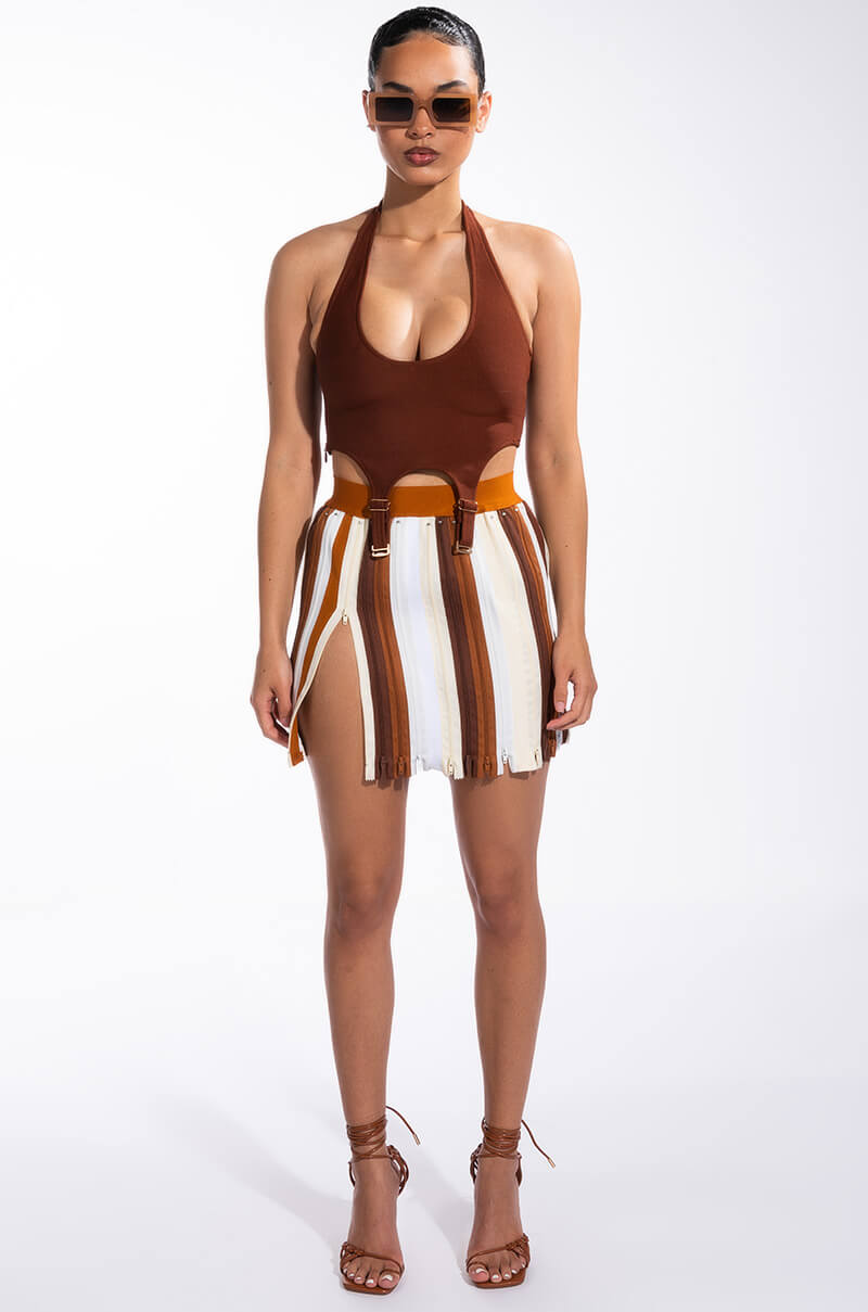 ZIP ME UP MINI SKIRT WITH ZIPPER TRIM