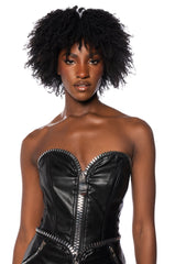 SANCTUARY STATEMENT ZIPPER CORSET IN BLACK