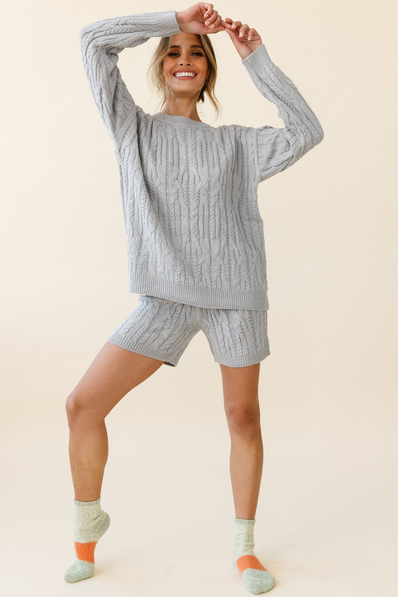 Colorado Cable Knit Sweater Grey