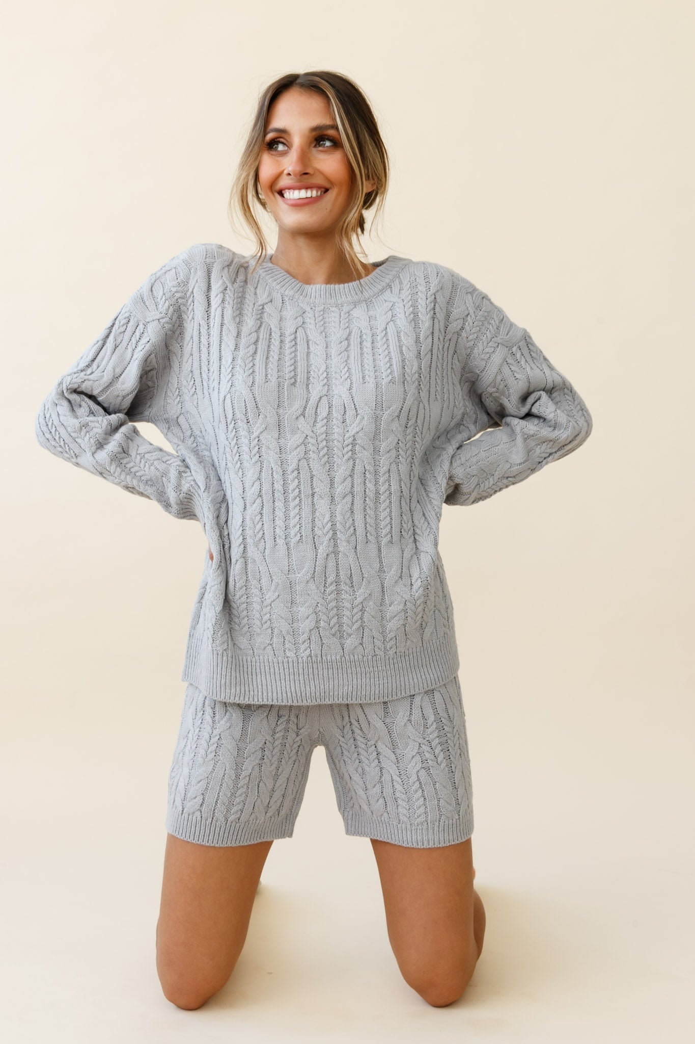 Colorado Cable Knit Sweater Grey