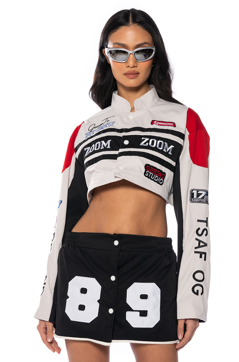 ZOOM ZOOM TWO IN ONE BOMBER SKIRT SET
