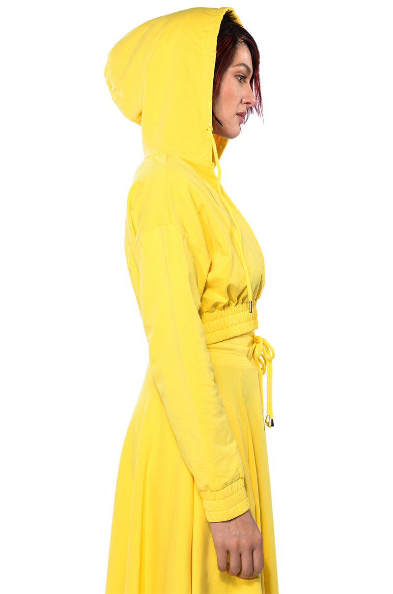 ZUMI CROPPED WRAP FRONT HOODIE